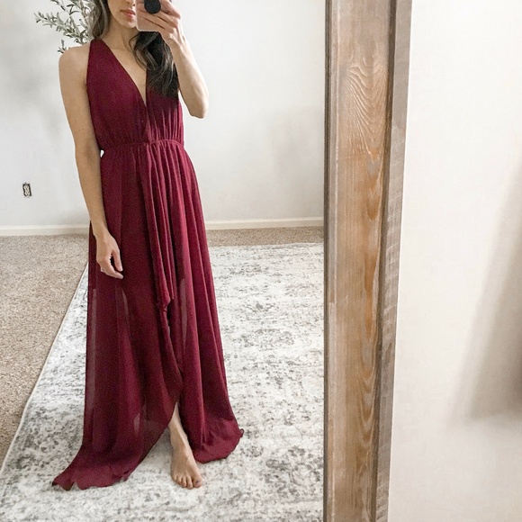 Lulus Dresses & Skirts - Lulu's | NWT Sleeveless Plunging Neckline Hi-Low Maxi Formal Dress Bridesmaid XS